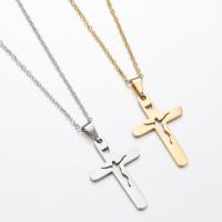 Stainless Steel Jewelry Necklace 304 Stainless Steel Cross Vacuum Ion Plating fashion jewelry & for woman Length 45 cm Sold By PC