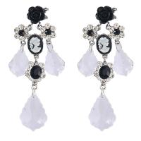 Resin Earring Zinc Alloy with Resin & Acrylic silver color plated fashion jewelry & for woman two different colored Sold By Pair