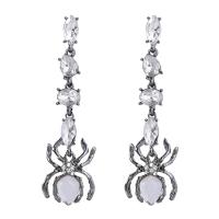 Rhinestone Earring Zinc Alloy with Acrylic silver color plated fashion jewelry & for woman & with rhinestone silver color Sold By Pair