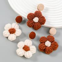 Fluffy Pom Pom Earrings Zinc Alloy with Cotton Thread fashion jewelry & for woman Sold By Pair