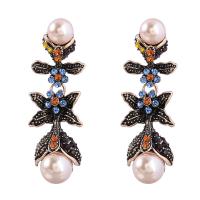 Boucle d'oreille bijoux acrylique, alliage de zinc, avec Plastique ABS perle & Acrylique, Placage, bijoux de mode & pour femme, multicolore, 61x19mm, Vendu par paire