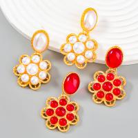 Resin Earring Zinc Alloy with ABS Plastic Pearl & Resin plated fashion jewelry & for woman Sold By Pair