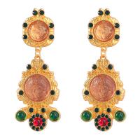 Resin Earring, Tibetan Style, with Resin & Acrylic, gold color plated, fashion jewelry & for woman, multi-colored, 81x31mm, Sold By Pair