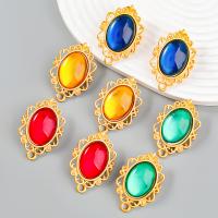 Resin Earring Zinc Alloy with Resin Vacuum Ion Plating fashion jewelry & for woman Sold By Pair