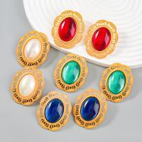 Resin Earring Zinc Alloy with Resin gold color plated fashion jewelry & for woman Sold By Pair