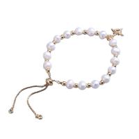 Freshwater Cultured Pearl Bracelet Freshwater Pearl with Brass handmade fashion jewelry & micro pave cubic zirconia & for woman Length 18 cm Sold By PC