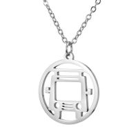Stainless Steel Jewelry Necklace, 304 Stainless Steel, with 5 extender chain, Round, plated, fashion jewelry & Unisex, more colors for choice, 14.97x16.74mm, Length:45 cm, Sold By PC