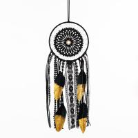 Mode Dreamcatcher, fer, avec plume, Suspendus & bijoux de mode & styles différents pour le choix & or accentué, noire, 15cmu30017cm, Longueur:55 cm, Vendu par PC