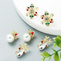 Christmas Earrings Zinc Alloy with Plastic Pearl plated Christmas Design & fashion jewelry & for woman & with rhinestone 2cmu30012.3cmu30012cmu30012.3cm Sold By Pair