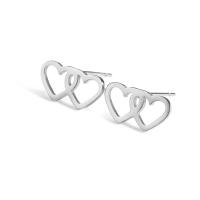 Stainless Steel Stud Earrings, 304 Stainless Steel, Heart, plated, fashion jewelry & for woman, more colors for choice, 12x6.30mm, Sold By Pair