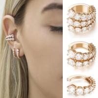 Zinc Alloy Earring Clip plated fashion jewelry & multilayer & for woman & with rhinestone Sold By PC