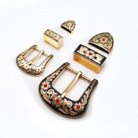 Tibetan Style Belt Buckle, plated, three pieces & DIY & different size for choice & with rhinestone, more colors for choice, nickel, lead & cadmium free, 3PCs/Set, Sold By Set