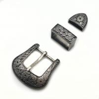Zinc Alloy Belt Buckle plated three pieces & DIY & blacken nickel lead & cadmium free 25mm Sold By Set