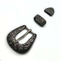 Tibetan Style Belt Buckle, antique silver color plated, three pieces & DIY & blacken, nickel, lead & cadmium free, 49x49mm,10x26mm,21mm, 3PCs/Set, Sold By Set