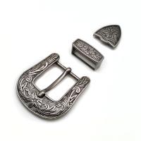 Zinc Alloy Belt Buckle antique silver color plated three pieces & DIY & blacken nickel lead & cadmium free   Sold By Set