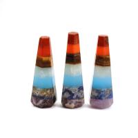 Gemstone Decoration, Conical, polished, patchwork, mixed colors, 13x42mm, Sold By PC