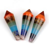 Gemstone Point Decoration, Conical, polished, patchwork, mixed colors, 16x52mm, Sold By PC
