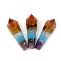 Gemstone Point Decoration, Conical, polished, patchwork, mixed colors, 12x42mm, Sold By PC