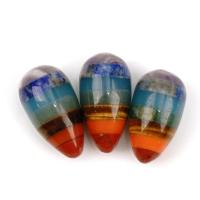 Полудрагоценный камень Декоративные украшения, яйцо, полированный, Лоскутное, разноцветный, 15x30mm, продается PC