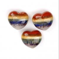 Полудрагоценный камень Декоративные украшения, Сердце, полированный, Лоскутное, разноцветный, 40x45x25mm, продается PC