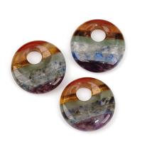 Gemstone Pendants Jewelry, Donut, polished, patchwork & fashion jewelry, mixed colors, 30x9mm, Sold By PC