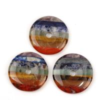 Gemstone Pendants Jewelry, Donut, polished, patchwork & fashion jewelry, mixed colors, 50x12mm, Sold By PC