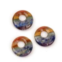 Gemstone Pendants Jewelry, Donut, polished, patchwork & fashion jewelry, mixed colors, 20x6mm, Sold By PC