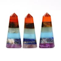 Gemstone Point Decoration, Conical, polished, patchwork, mixed colors, 18x40x7mm, Sold By PC