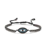 Bracelet Evil Eye bijoux, laiton, Mauvais œil, Placage, unisexe & réglable & pavé de micro zircon, plus de couleurs à choisir, protéger l'environnement, sans nickel, plomb et cadmium, Longueur 16-21 cm, Vendu par PC