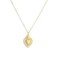 Cubic Zircon Micro Pave Brass Necklace with 1.97 extender chain Heart gold color plated & micro pave cubic zirconia & for woman golden nickel lead & cadmium free Length 17.72 Inch Sold By PC
