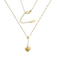 Stainless Steel Jewelry Necklace, 304 Stainless Steel, with 1.97inch extender chain, Heart, 18K gold plated, fashion jewelry & for woman, golden, 11.2*10.8mm, Length:Approx 17.72 Inch, Sold By PC
