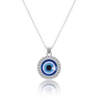Evil Eye Jewelry Necklace Zinc Alloy with 2 Inch extender chain plated & fashion jewelry & evil eye pattern & with rhinestone nickel lead & cadmium free Length 18 Inch Sold By PC