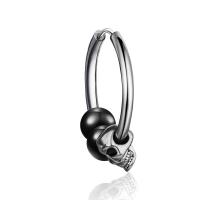 Titanium stål øreringe, Skull, poleret, mode smykker & Unisex & sværte, sølv, 4x25mm, Solgt af PC