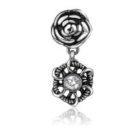 Titanium Steel  Earring Flower polished fashion jewelry & with rhinestone & blacken silver color Sold By PC