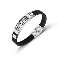 Silicone Bracelets with Titanium Steel Dollar Sign polished fashion jewelry & for man black Sold By PC