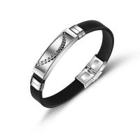 Bracelets en silicone, poli, bijoux de mode & pour homme, noire, 210x12mm, Vendu par PC