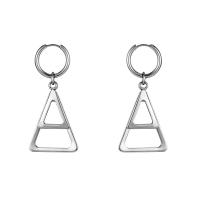 Stainless Steel Drop Earring 304 Stainless Steel Triangle polished fashion jewelry & for woman & hollow original color Sold By PC