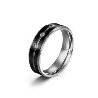 Rhinestone-Edelstahl -Finger-Ring, 304 Edelstahl, Kreisring, poliert, Modeschmuck & unisex & verschiedene Größen vorhanden & mit Strass, 6mm, Größe:8-13, verkauft von PC