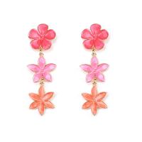 Zinc Alloy Drop Earrings Flower gold color plated fashion jewelry & for woman & enamel pink nickel lead & cadmium free Sold By Pair