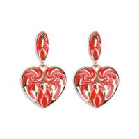 Zinc Alloy Drop Earrings Heart gold color plated fashion jewelry & for woman & enamel nickel lead & cadmium free Sold By Pair