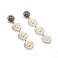 Tibetan Style Drop Earrings, Flower, plated, fashion jewelry & for woman, more colors for choice, nickel, lead & cadmium free, 25x103mm, Sold By Pair