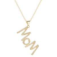 Cubic Zircon Micro Pave Brass Necklace Alphabet Letter gold color plated & micro pave cubic zirconia & for woman gold Length Approx 17.7 Inch Sold By PC