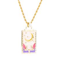 Brass Necklace, Square, gold color plated, different designs for choice & for woman & enamel, more colors for choice, 53x25mm, Length:Approx 23.6 Inch, Sold By PC