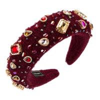 Hair Bands Sponge with Glass Rhinestone & Knitted Fabric handmade for woman Sold By PC