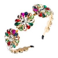 Hair Bands Zinc Alloy with Glass Rhinestone gold color plated for woman Sold By PC