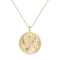 Cubic Zircon Micro Pave Brass Necklace, Flat Round, gold color plated, micro pave cubic zirconia & for woman, gold, 35x29mm, Length:47 cm, Sold By PC