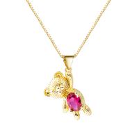 Cubic Zircon Micro Pave Brass Necklace Bear gold color plated micro pave cubic zirconia & for woman Length 47 cm Sold By PC