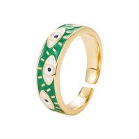 Evil Eye Biżuteria Ring Finger, Mosiądz, Platerowane w kolorze złota, Regulowane & dla kobiety & emalia, dostępnych więcej kolorów, 20mm, sprzedane przez PC