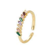 Cubique anneau en laiton Circonia Micro Pave, Placage de couleur d'or, Réglable & styles différents pour le choix & pavé de micro zircon & pour femme, multicolore, 20mm, Vendu par PC