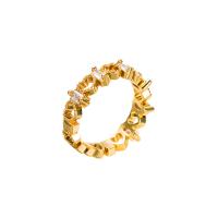 Кубический циркон микро проложить кольцо-латунь, Латунь, плакирован золотом, Регулируемый & разные стили для выбора & инкрустированное микро кубического циркония & Женский, золотой, 20mm, продается PC